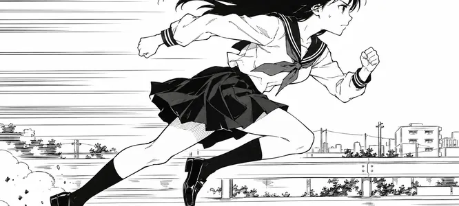 A sample comic page in the B&W manga style