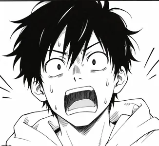 B&W manga style comic panel, example 2 of 4