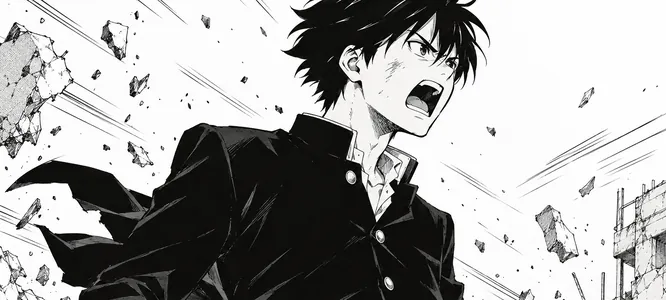 B&W manga style comic panel, example 4 of 4